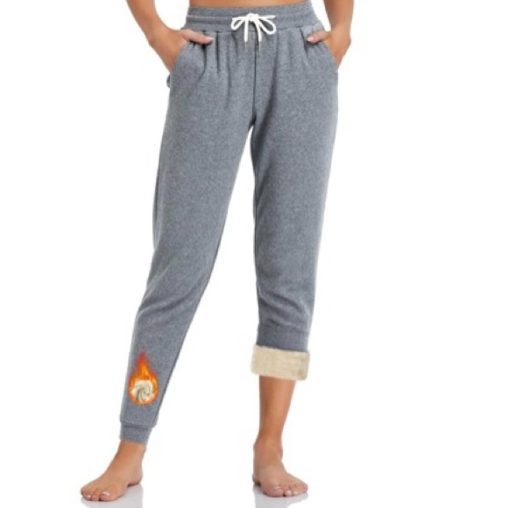 Gray Sherpa Lined Jogger Pants